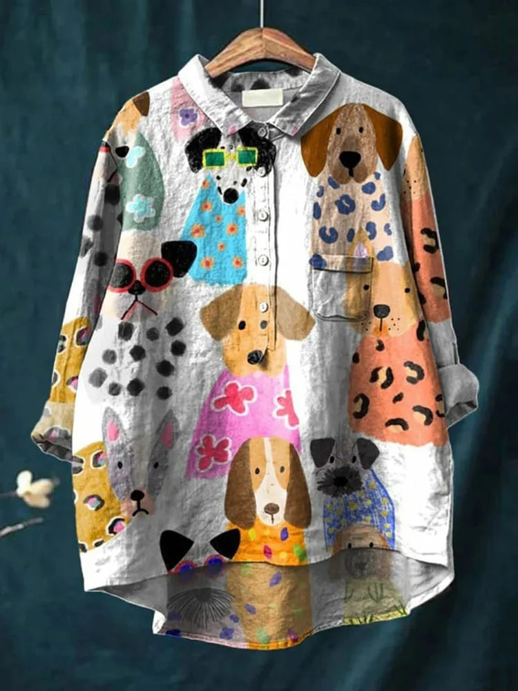 Fiona Dog Art Shirt with Playful Print