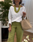 Round-neck Solid-color Long-sleeved Simple Top