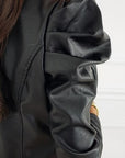Stylish Puff Sleeve Leather Jacket