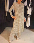 Elegant Polka Dot Slit suit