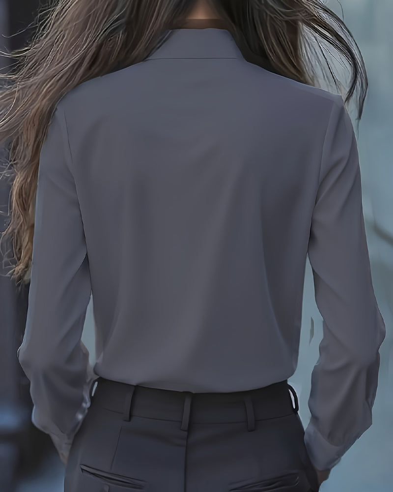 Bow Ruffle Long-Sleeved Shirt