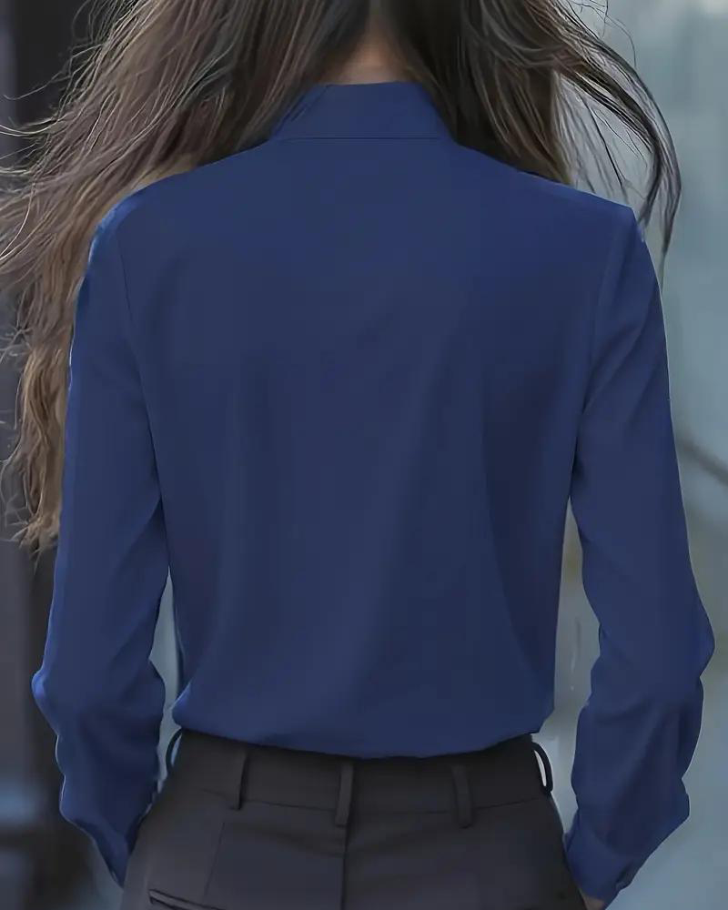 Bow Ruffle Long-Sleeved Shirt