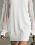 Lantern Sleeve Solid Color Patchwork Dress