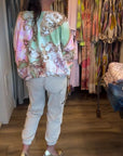 Print Loose Drop Shoulder Long Sleeve Top