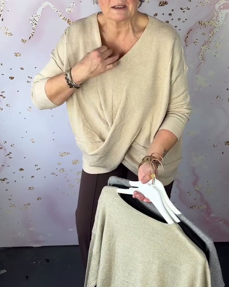 Irregular Hem V-Neck Sweater
