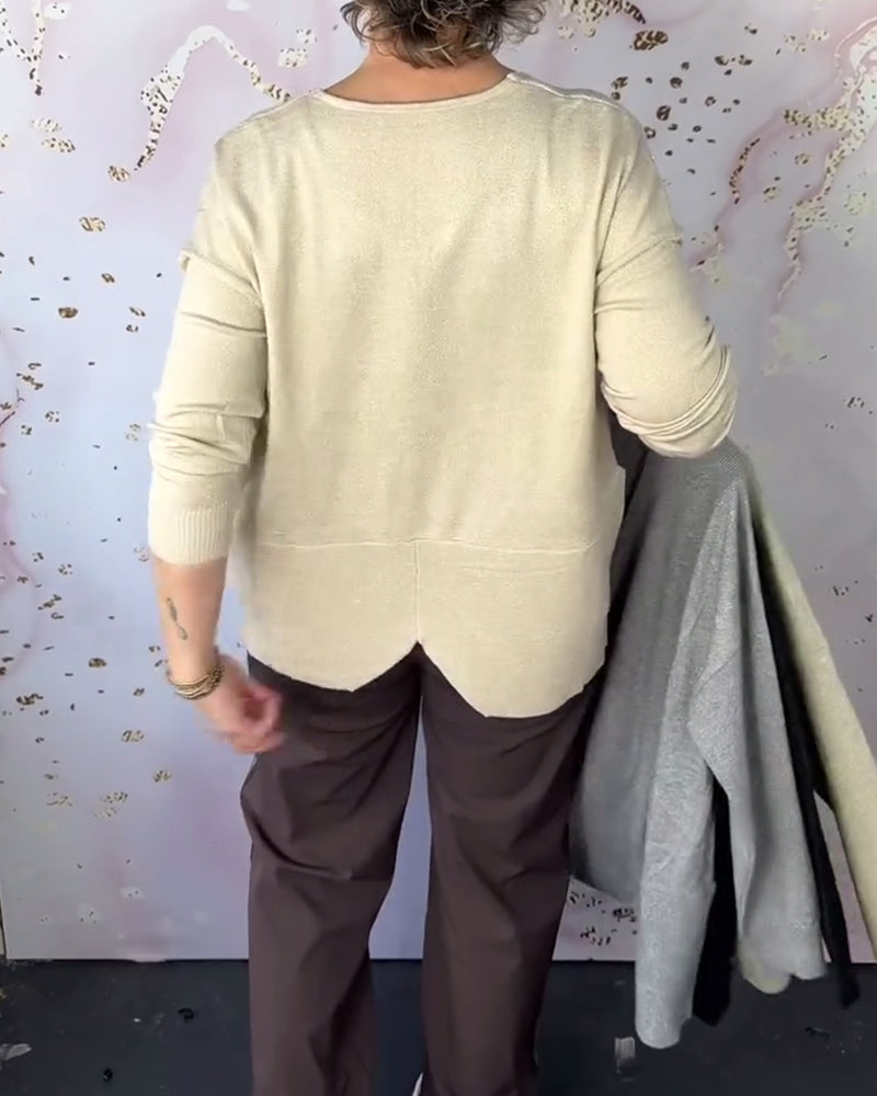 Irregular Hem V-Neck Sweater