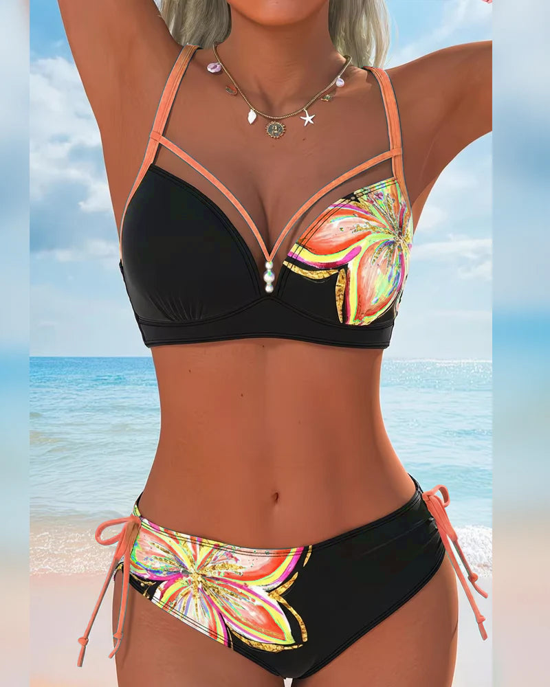 Bralette Lace-Up Printed Bikini