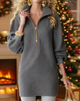 Zippered Stand-Up Collar Sweater
