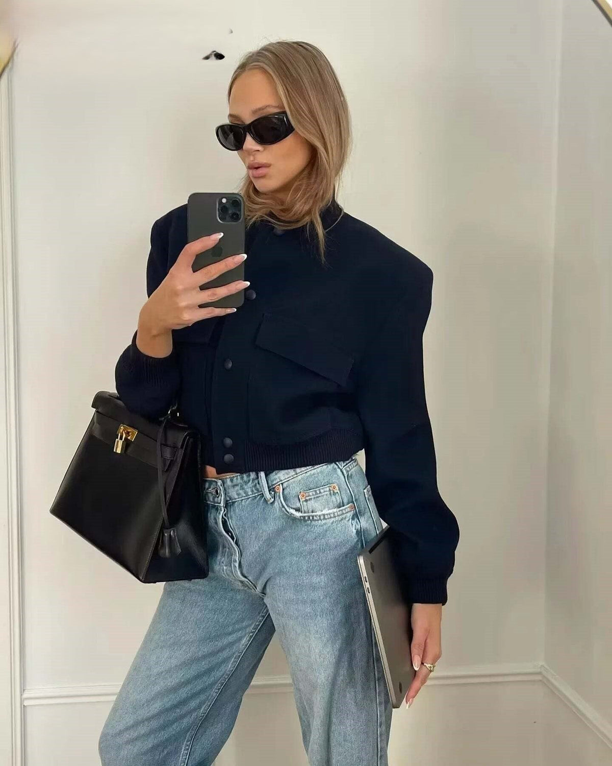 Crop Long Sleeve  Bomber Jacket