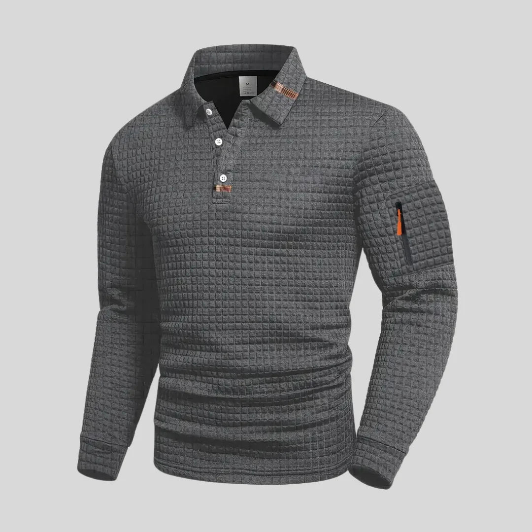 Aero Long Sleeve Polo Shirt | Textured Finish, Sleeve Pocket 0