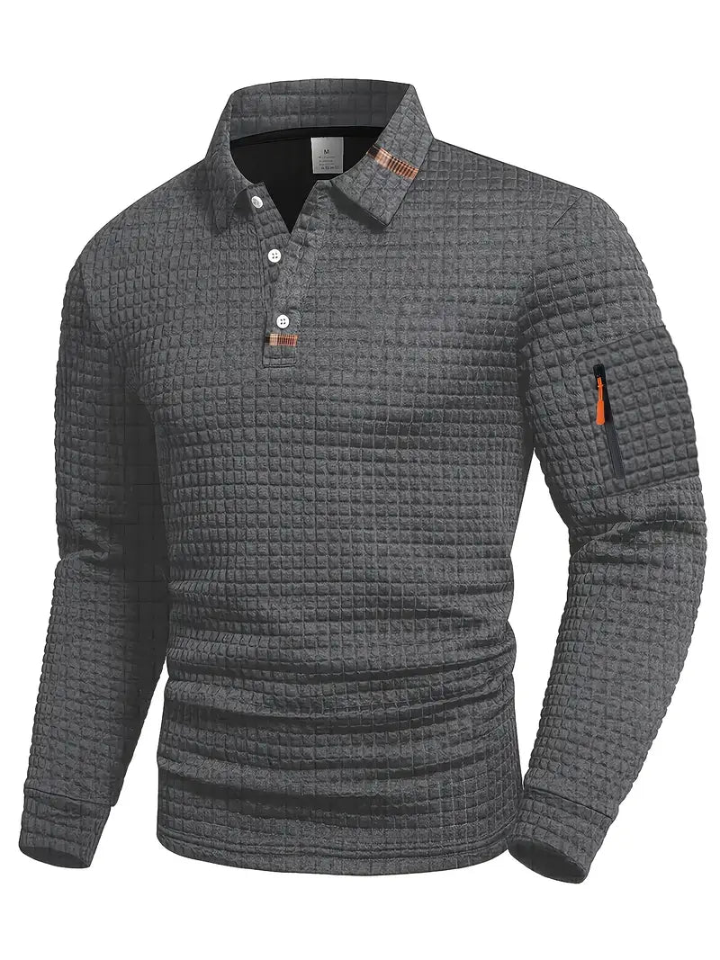 Aero Long Sleeve Polo Shirt | Textured Finish, Sleeve Pocket 1