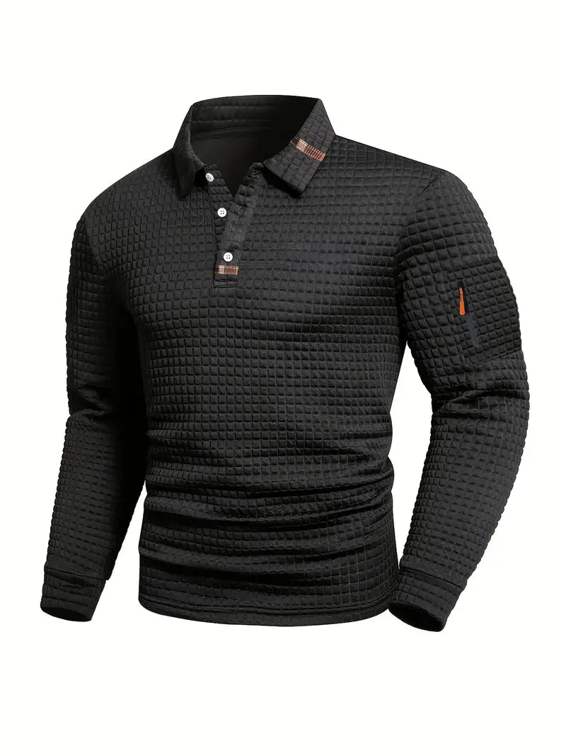 Aero Long Sleeve Polo Shirt | Textured Finish, Zip Sleeve Pocket 3