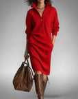 Ava Womens Dress | High Neck, Midi Length, Loose Fit 3