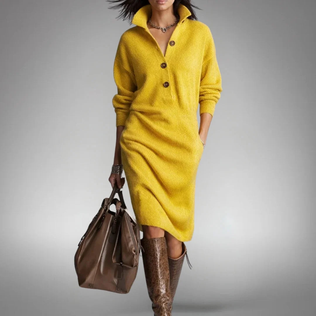 Ava Womens Dress | High Neck, Midi Length, Loose Fit 9