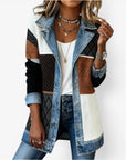 Bela Women's Jacket | Layered Collar, Knit and Denim-Inspired Design 2