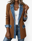 Bela Women's Jacket | Layered Collar, Knit and Denim-Inspired Design 3
