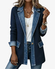 Bela Women's Jacket | Layered Collar, Knit and Denim-Inspired Design 5