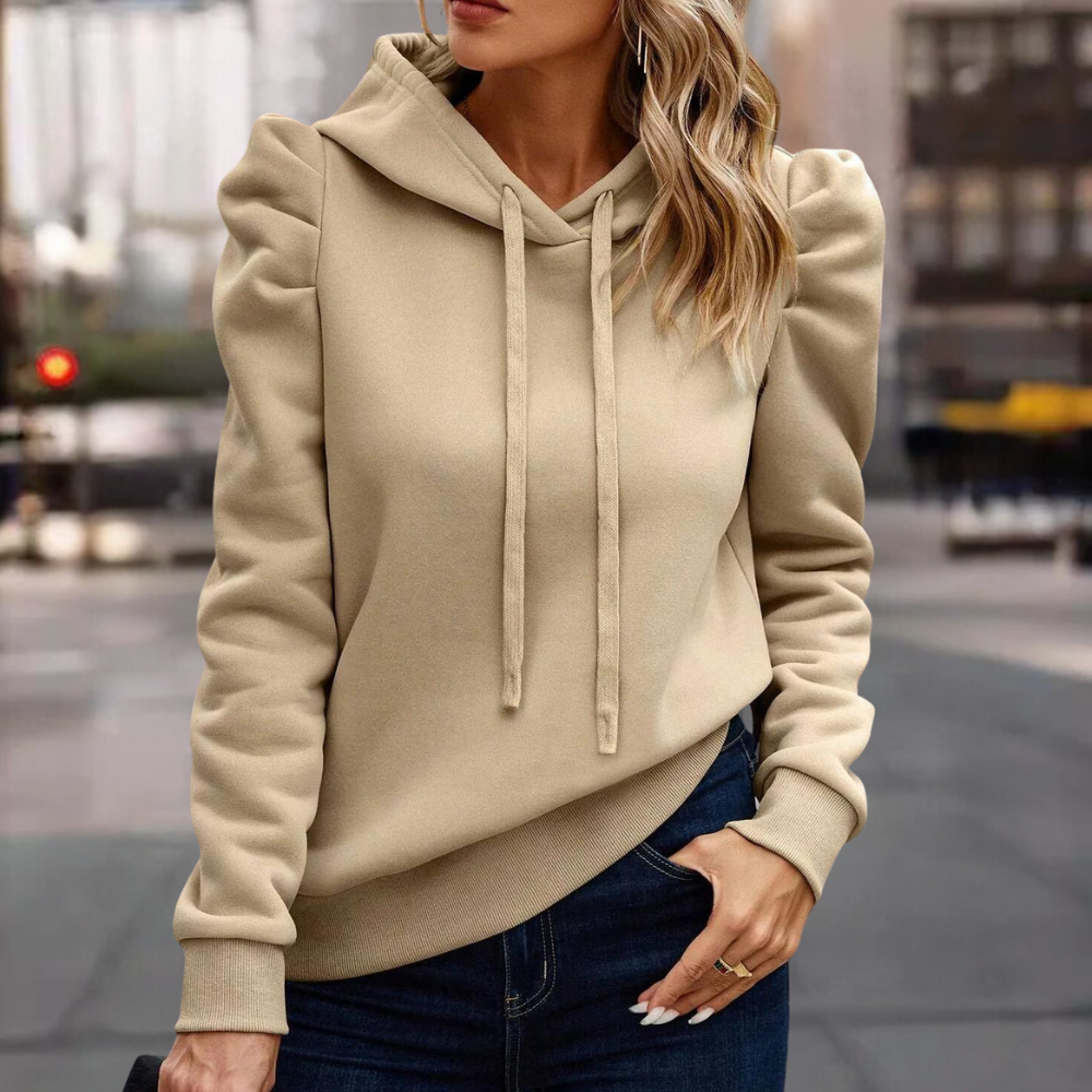 Puff Sleeve Hooded Sweater for Women