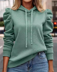 Puff Sleeve Hooded Sweater for Women