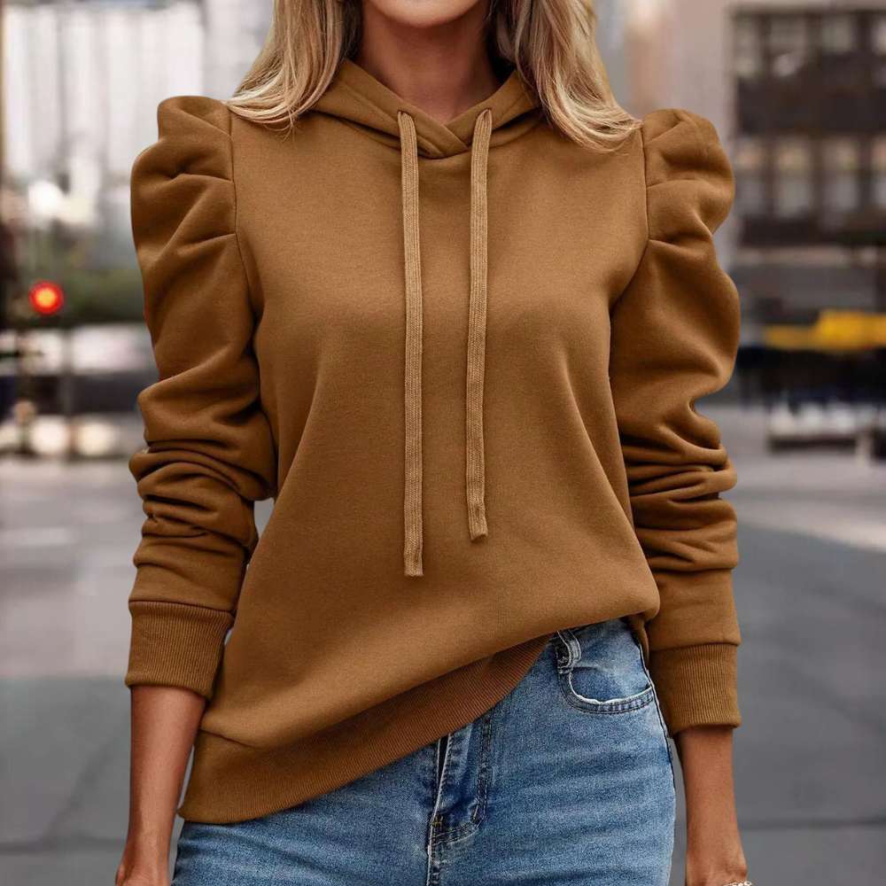 Puff Sleeve Hooded Sweater for Women