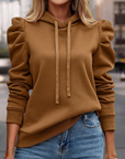 Puff Sleeve Hooded Sweater for Women