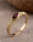 Garnet Red Crystal Statement Ring