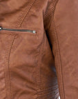 Waterproof Women's Leather Jacket with Hood
