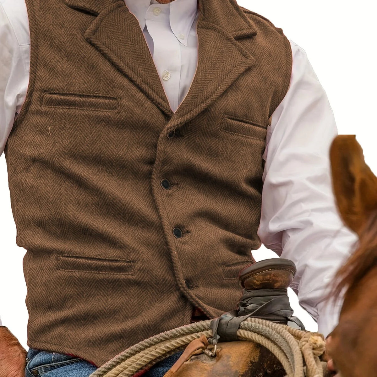 Colton Mens Vest | Classic Herringbone, Tailored Fit 0