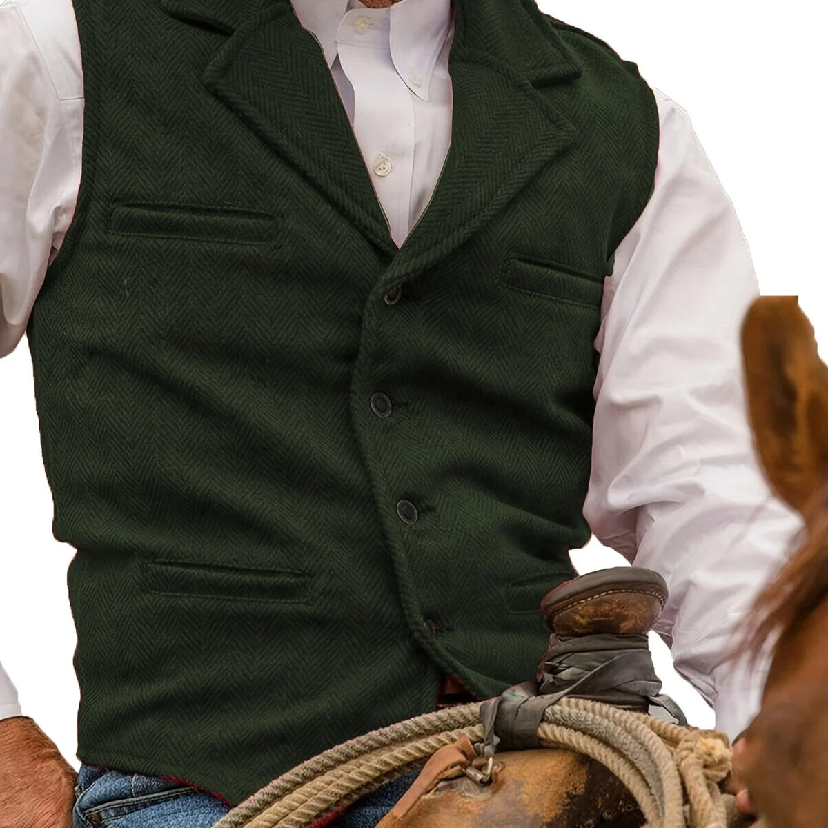 Colton Mens Vest | Classic Herringbone, Tailored Fit 10