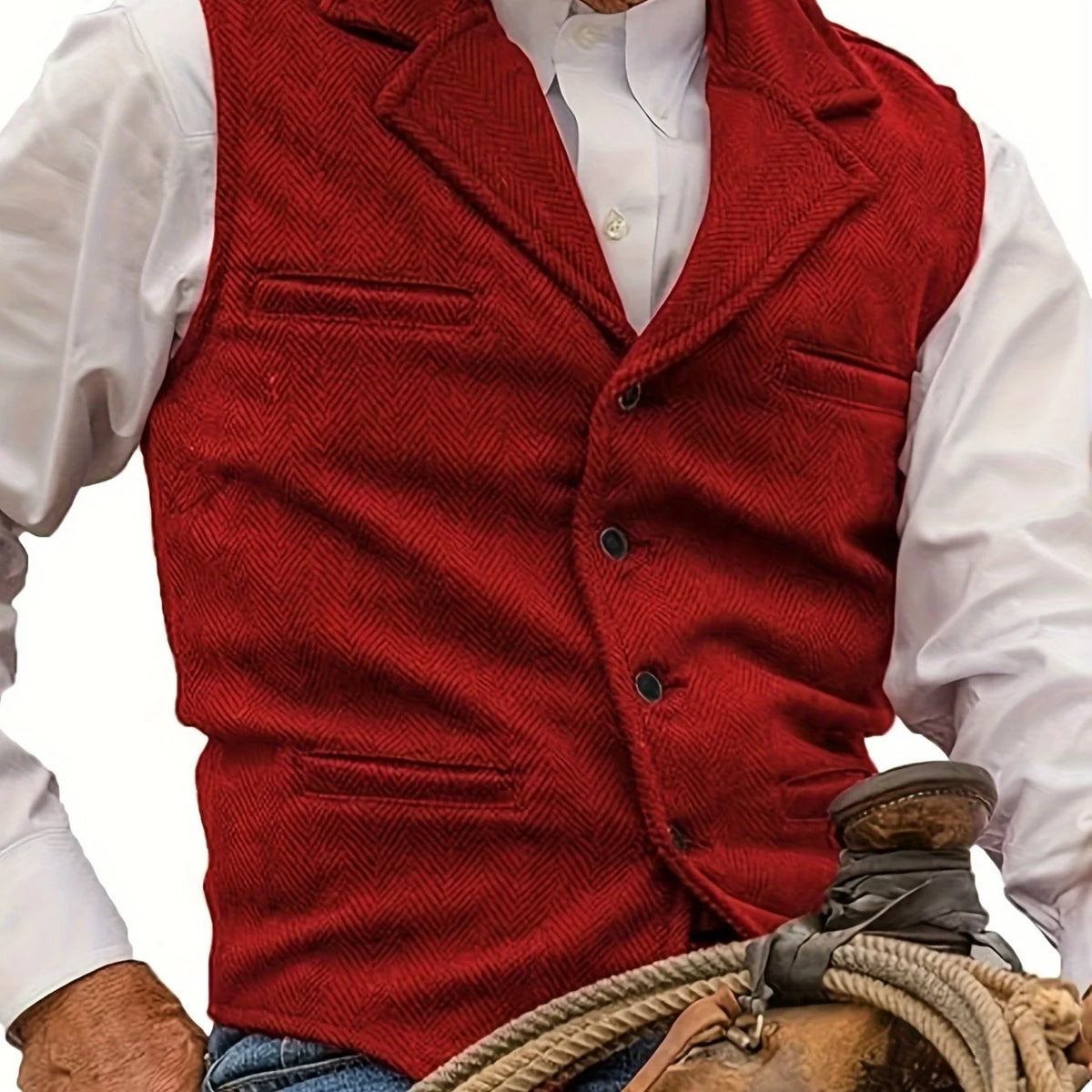 Colton Mens Vest | Classic Herringbone, Tailored Fit 15