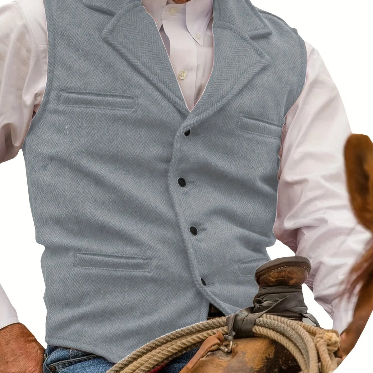 Colton Mens Vest | Classic Herringbone, Tailored Fit 18