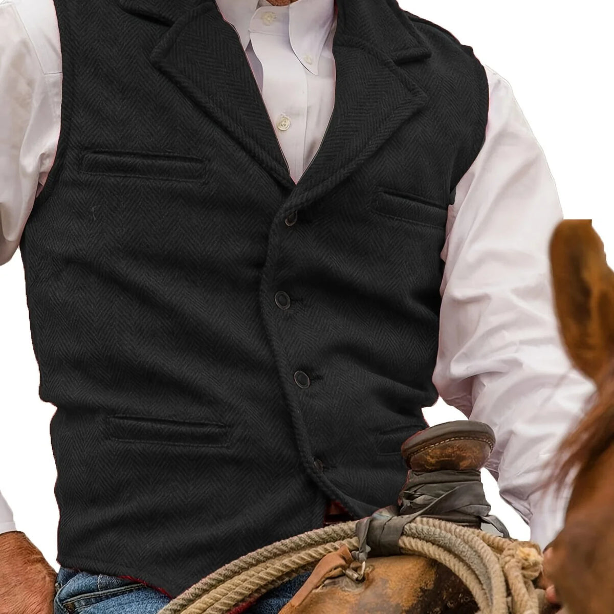 Colton Mens Vest | Classic Herringbone, Tailored Fit 5