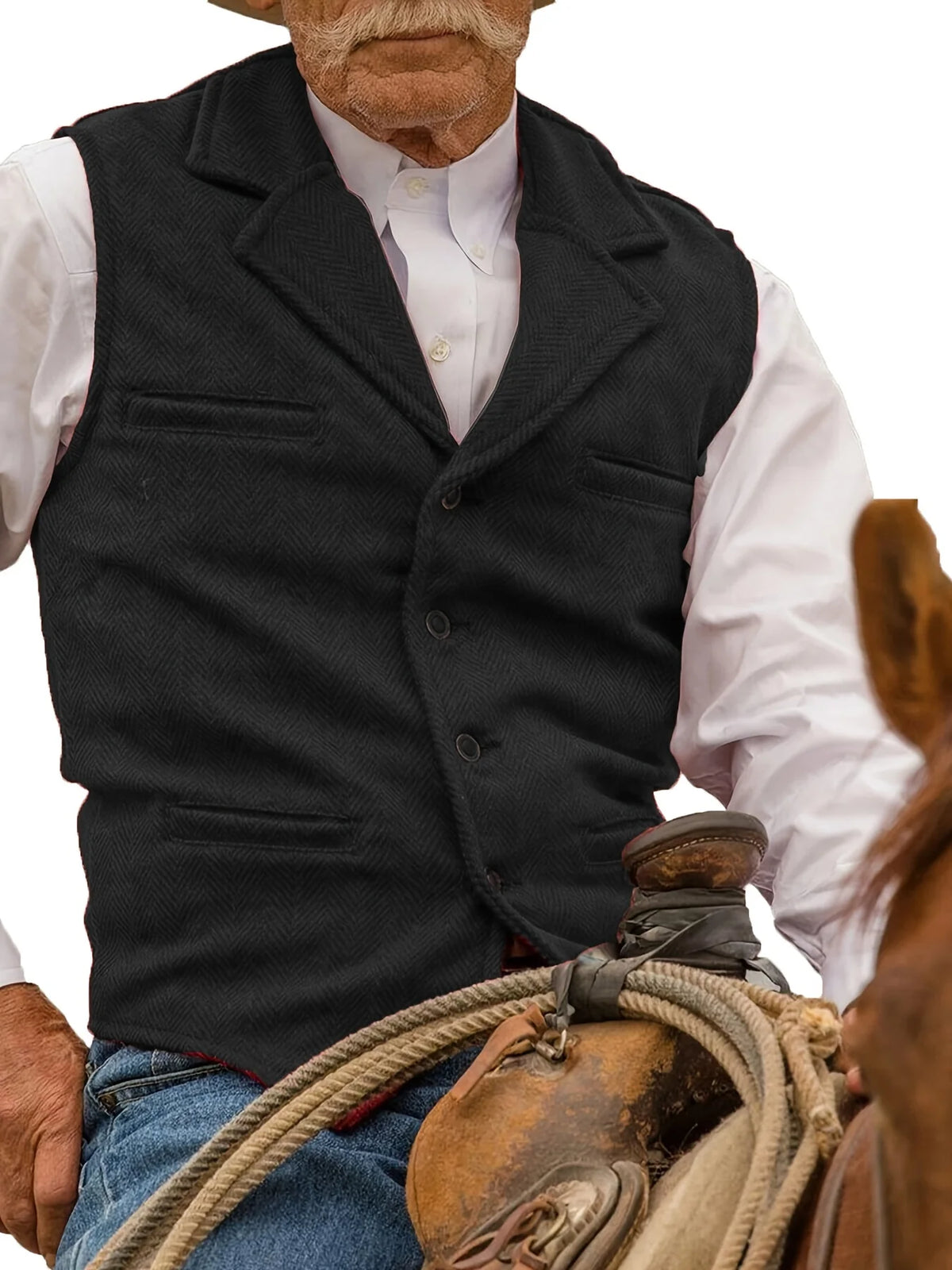 Colton Mens Vest | Classic Herringbone, Tailored Fit 6