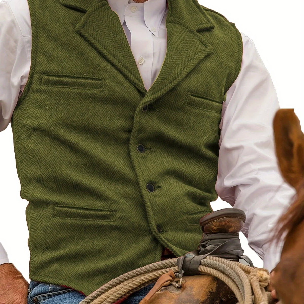 Colton Mens Vest | Classic Herringbone, Tailored Fit 9