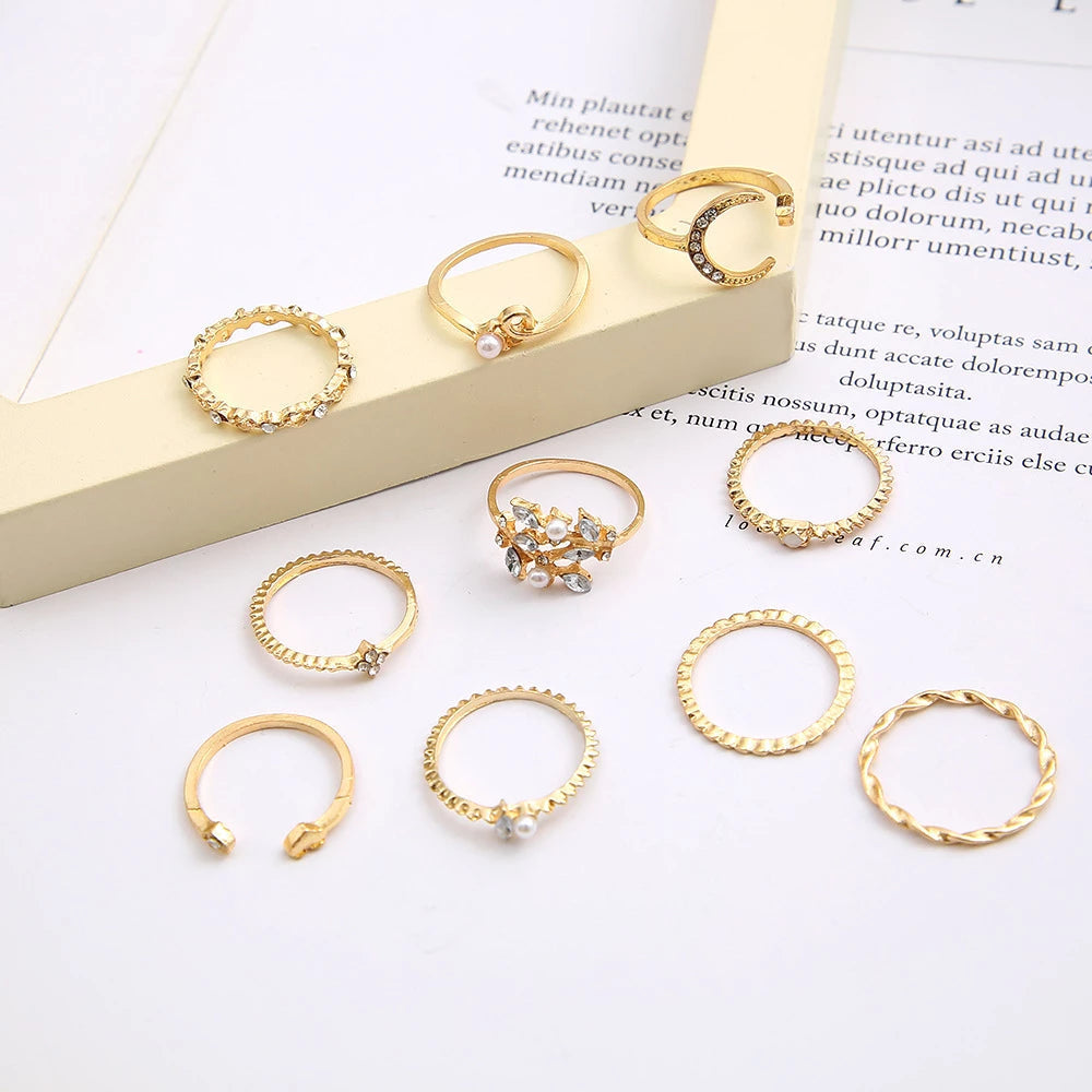 Bohemian Silver &amp; Gold Rings Set