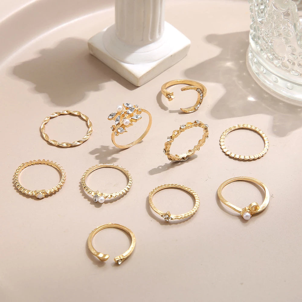 Bohemian Silver &amp; Gold Rings Set