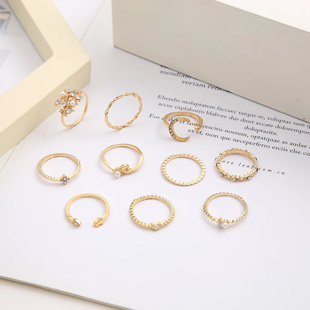 Bohemian Silver &amp; Gold Rings Set