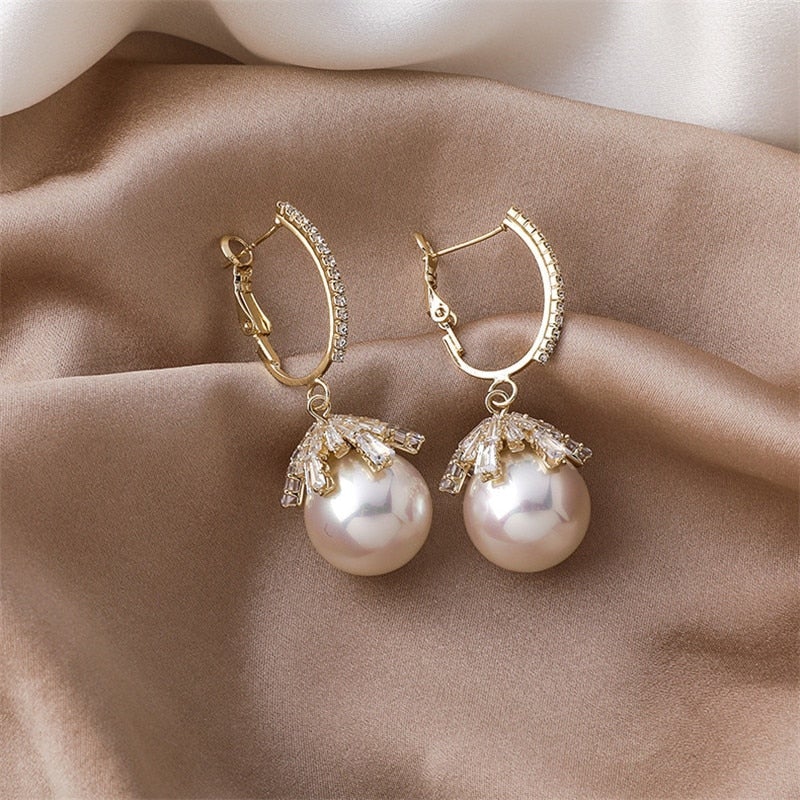 Elegant Malia Pearl Dangle Earrings