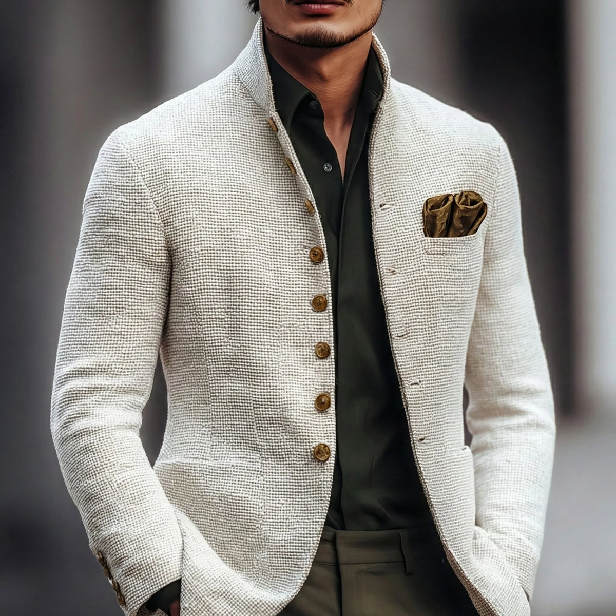 Harold Men's Cardigan | Lightweight Textured Weave, Single Breasted 0