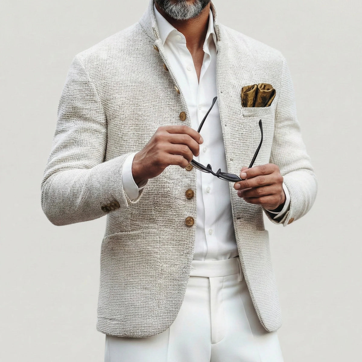 Harold Men's Cardigan | Lightweight Textured Weave, Single Breasted 2