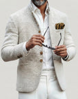 Harold Men's Cardigan | Lightweight Textured Weave, Single Breasted 2