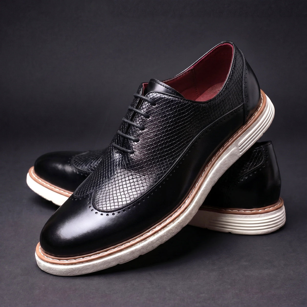 Haven Men's Oxfords | Black Wingtip Oxford Dress Shoes, Cushioned Sole 4