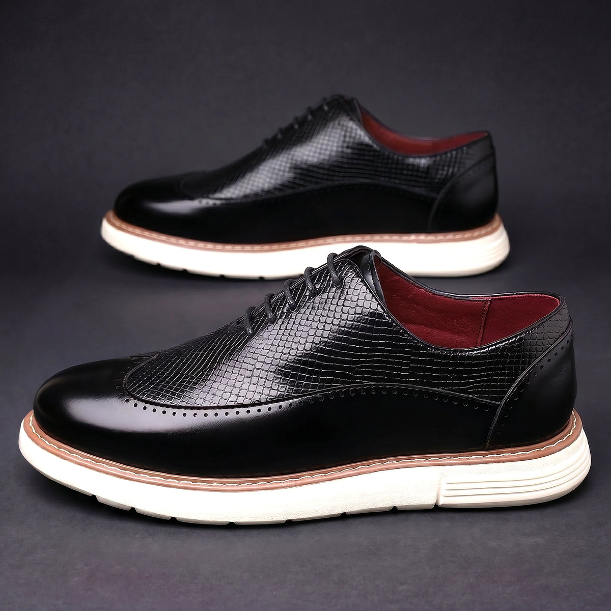 Haven Men's Oxfords | Black Wingtip Oxford Dress Shoes, Cushioned Sole 5