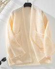 Women's Long V Neck Solid Color Cardigan