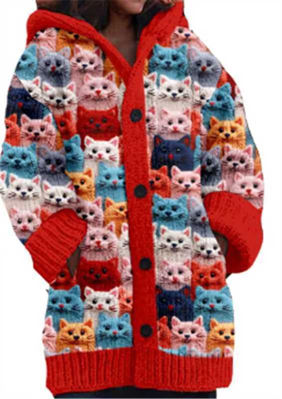 Abstract Print Casual Cape Jacket