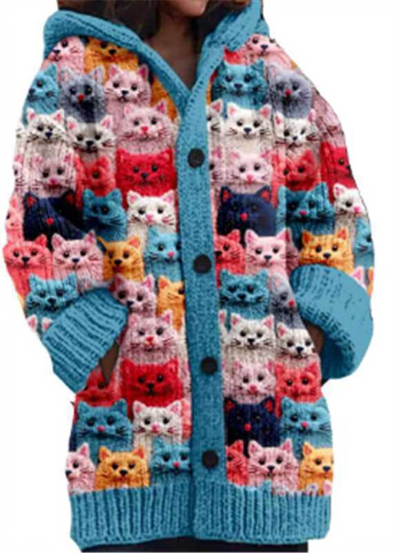 Abstract Print Casual Cape Jacket