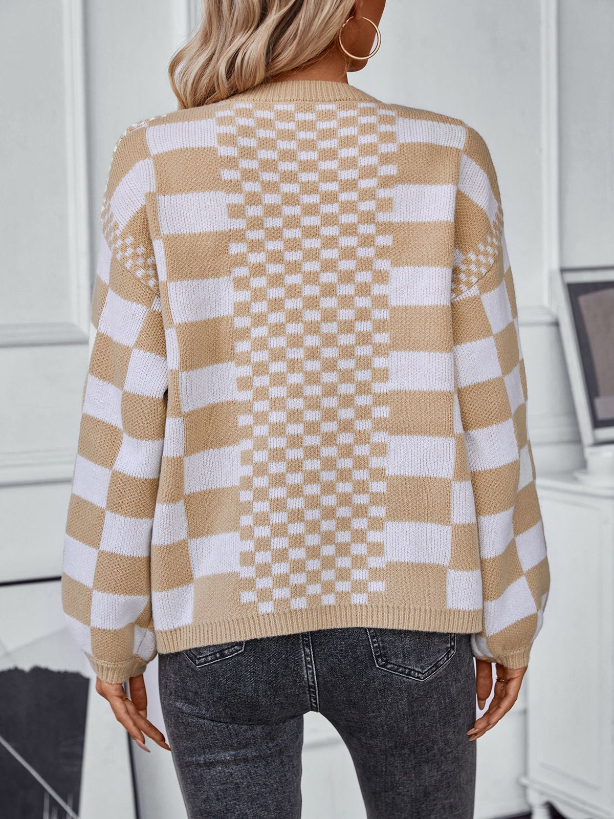 Casual Loose Lantern Sleeve Knitted Cardigan