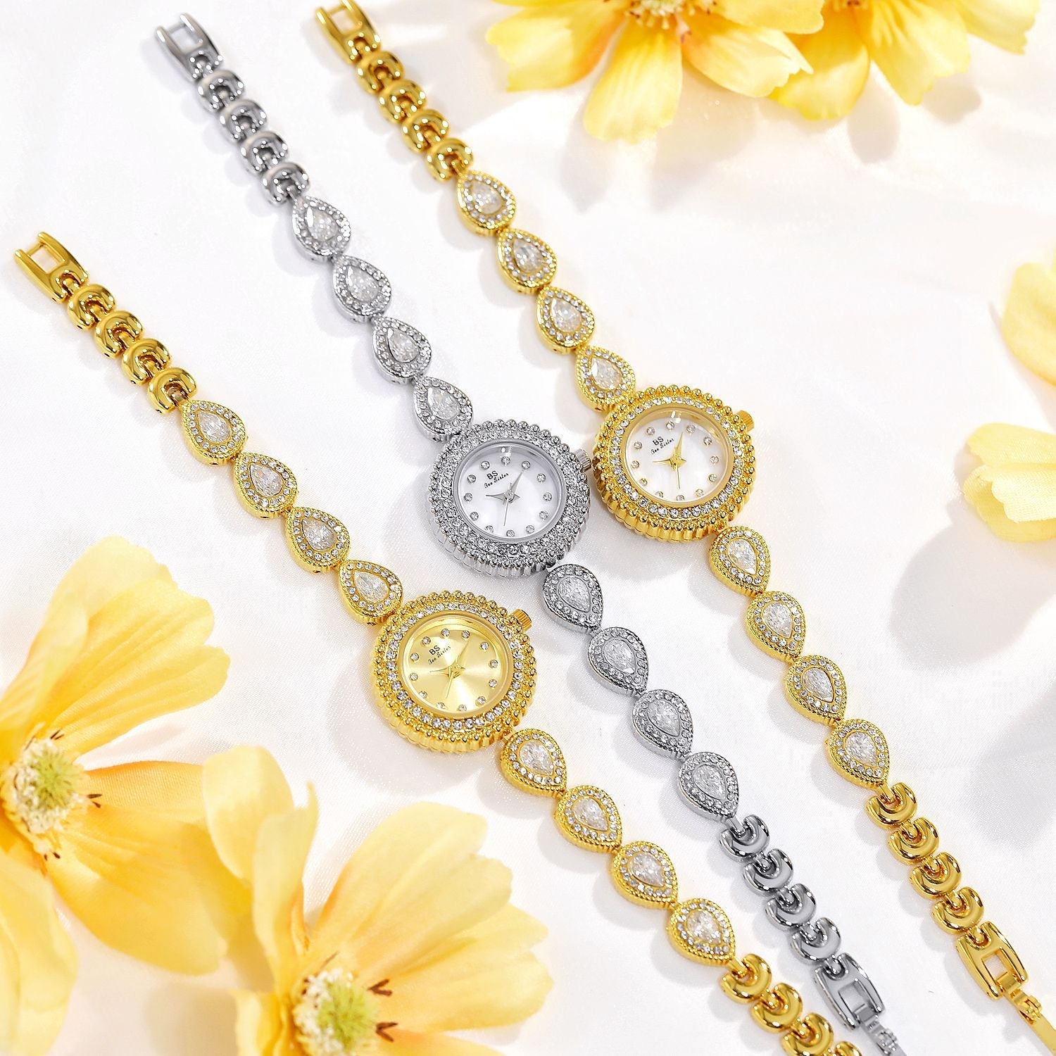 French-Style Waterdrop Crystal Watch