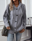 Women's Hooded Drawstring Knitted Cardigan