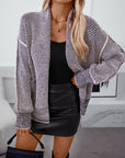Women's Long Sleeve Checkered Waffle Knit Cardigan